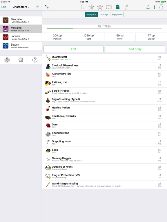 Screenshot #5 pour RPG Scribe Pathfinder & 3.5