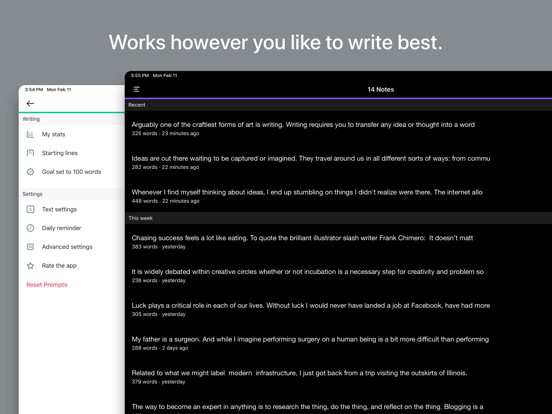 Prompts for Writing iPad app afbeelding 4