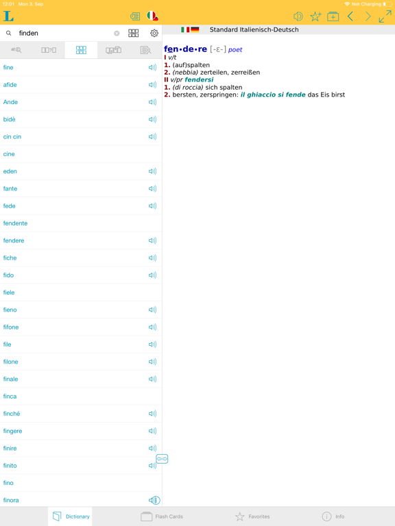 Big German Italian Dictionary iPad screenshot