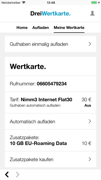 Drei Wertkarte screenshot-3