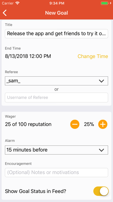 Goalie - Social Goal Tracker Screenshot