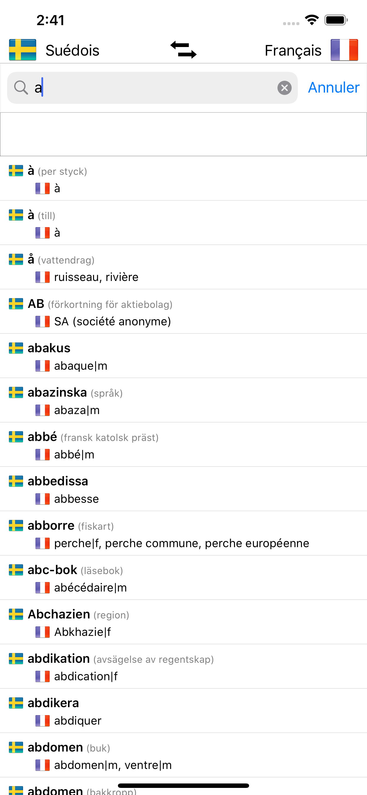 Dictionnaire Suédois-Français screenshot 5