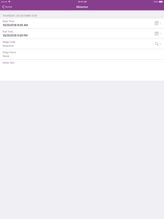 IFS Time Tracker 10 iPad screenshot