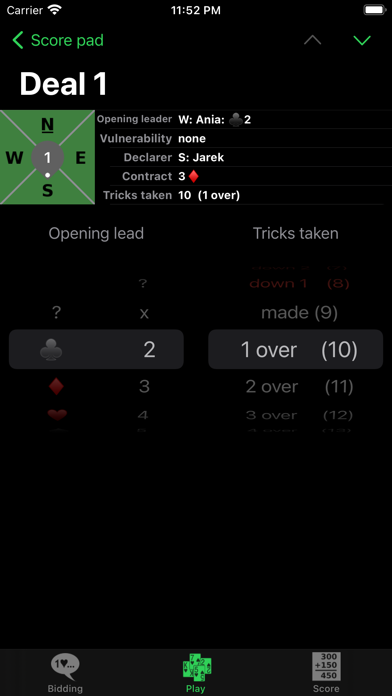 Bridge Scoring Screenshot