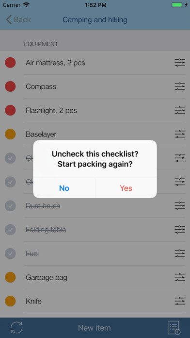 Travel Packing Checklists Screenshot