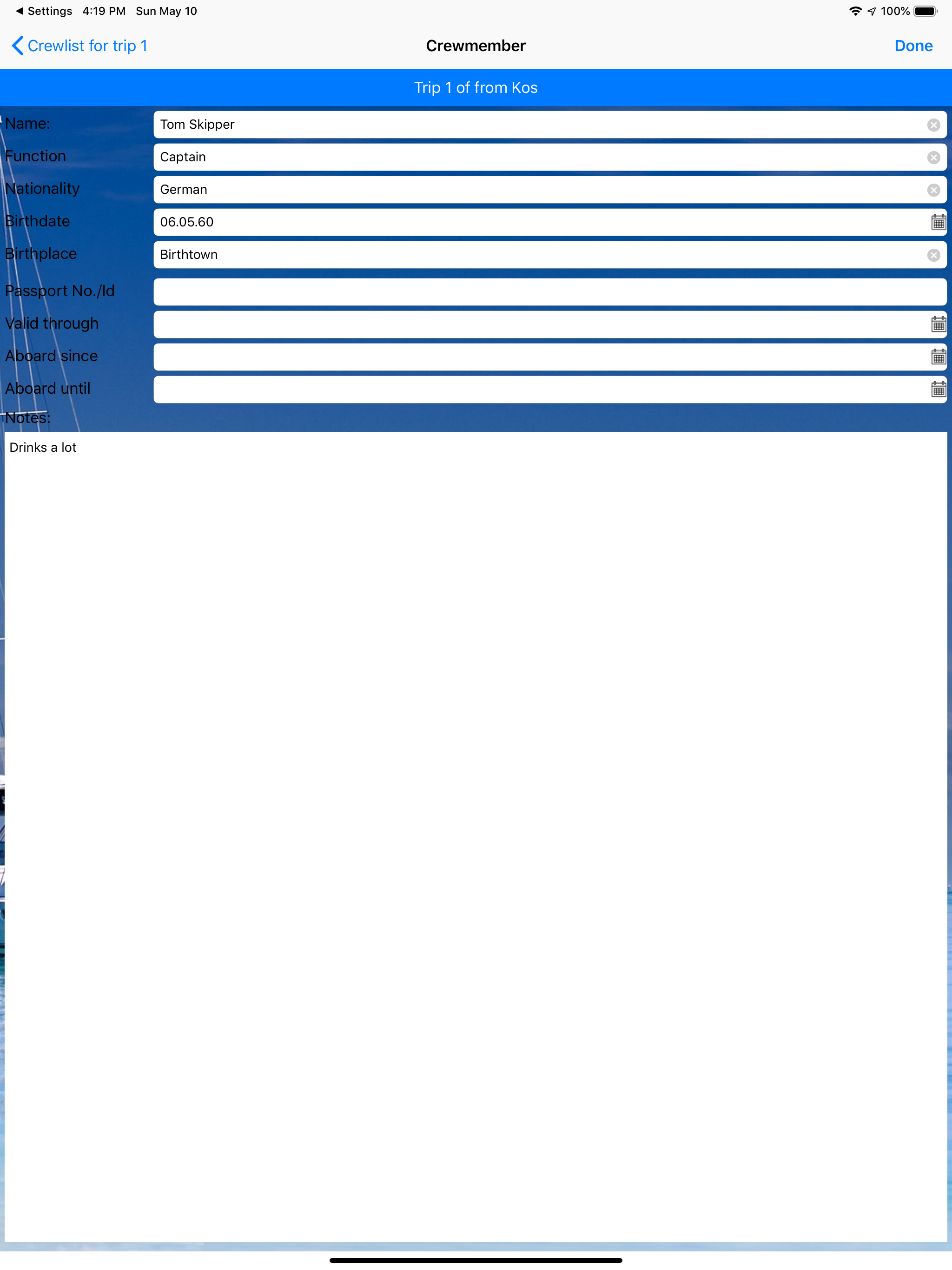 Skippers Log