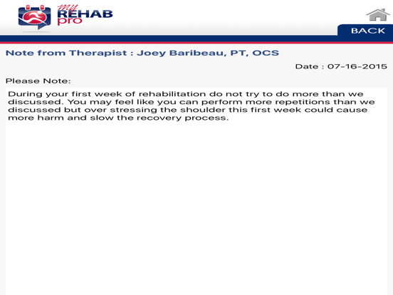 My Rehab Pro iPad screenshot 5 - Medical app