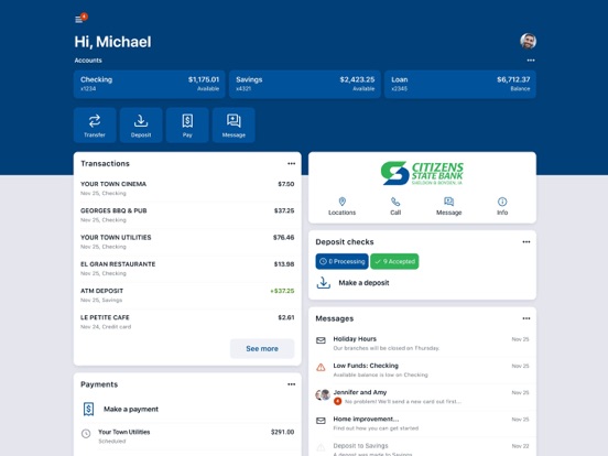 CSB4U iPad screenshot 2 - Finance app