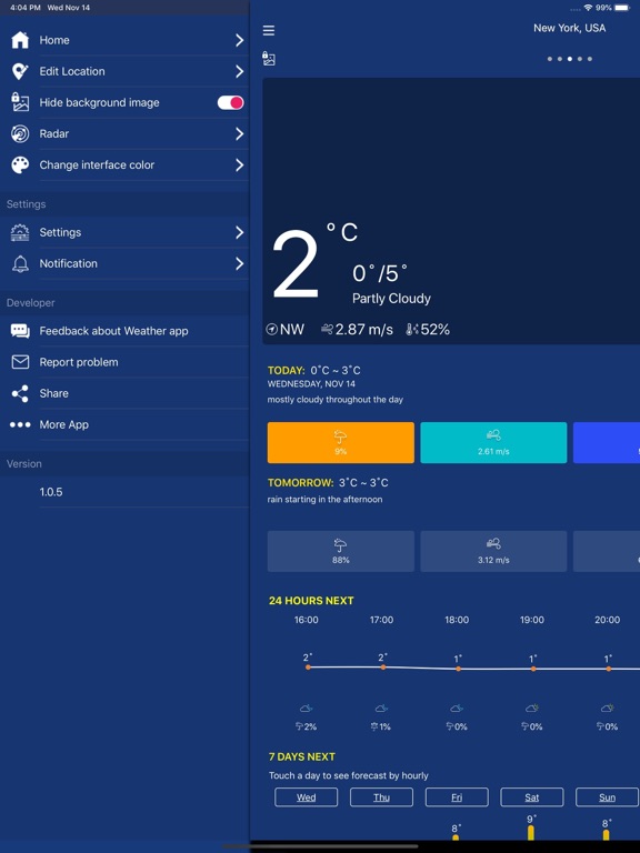 Accurate Weather forecast pro iPad screenshot 8 - Weather app