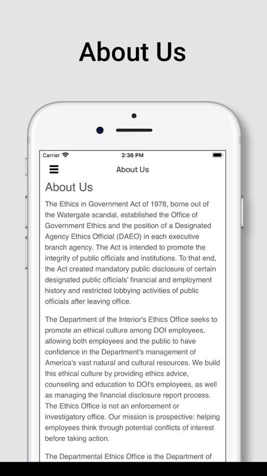 #2. DOI Ethics (iOS) Podle: U.S. Department of the Interior