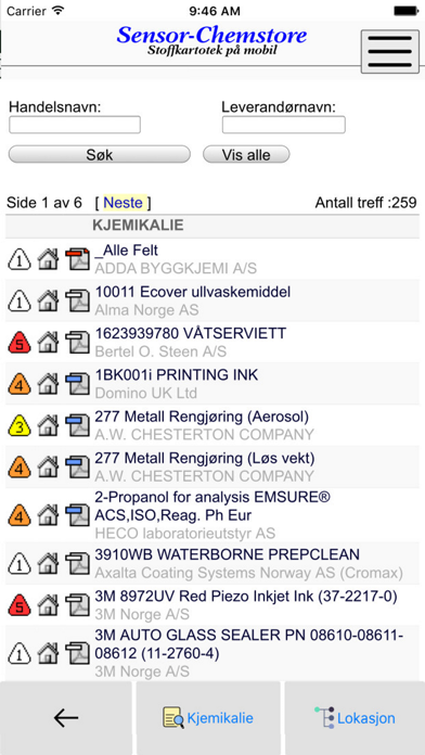 Sensor Chemstore Screenshot