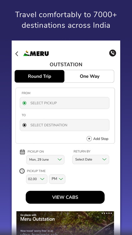 Meru Cabs-Local and Outstation