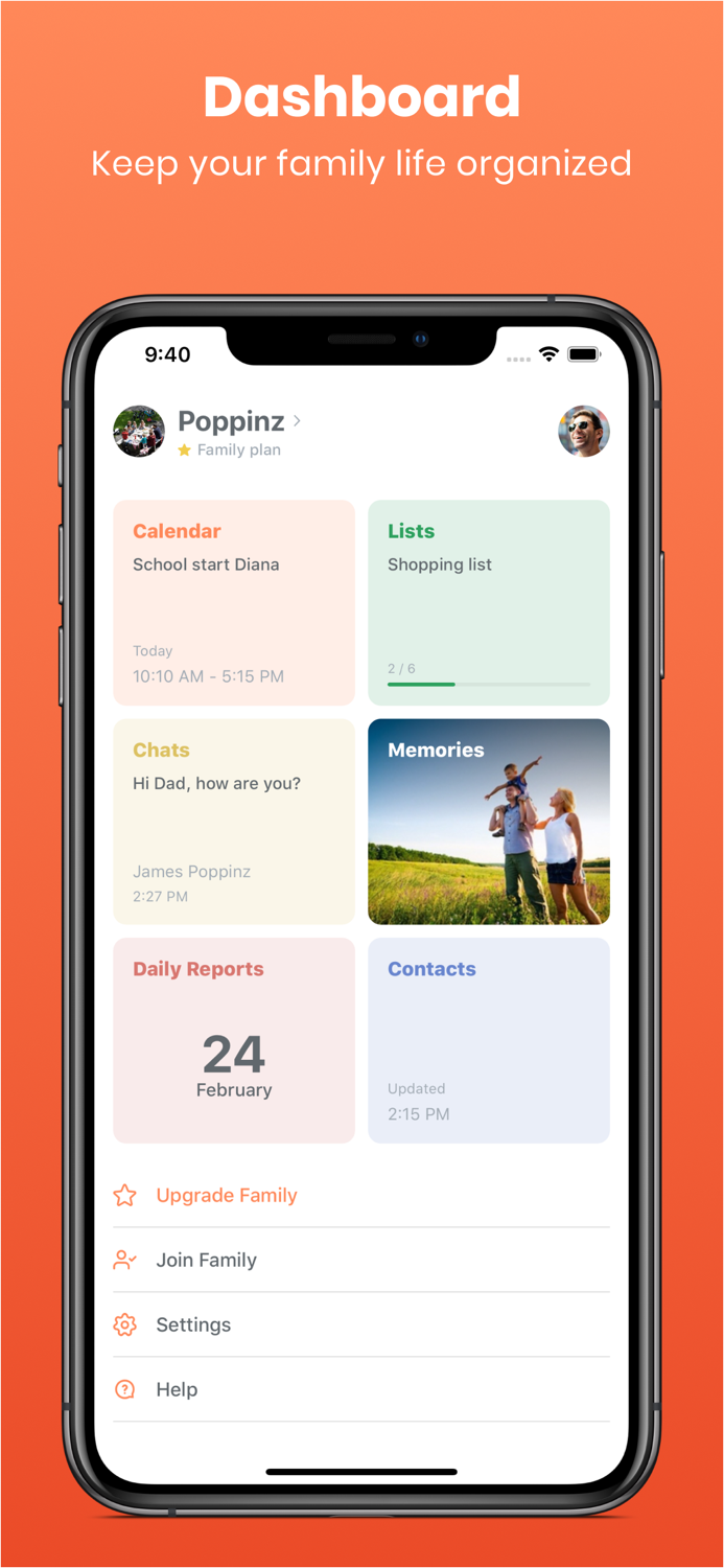 Poppinz Family Calendar App