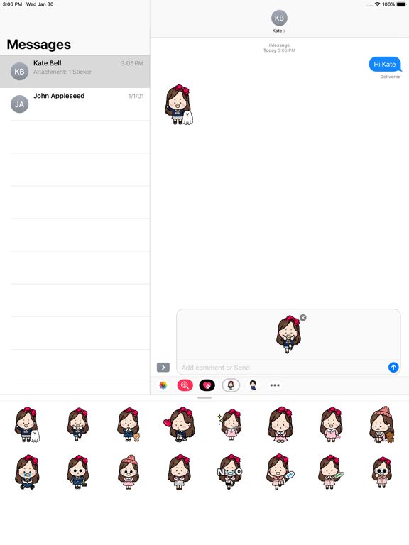 iSticker PiPi Girl iPad screenshot 2 - Stickers app