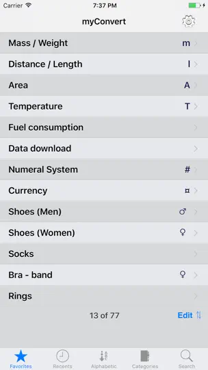 MyConvert - Unit Converter iPhone Ekran Görüntüsü 2