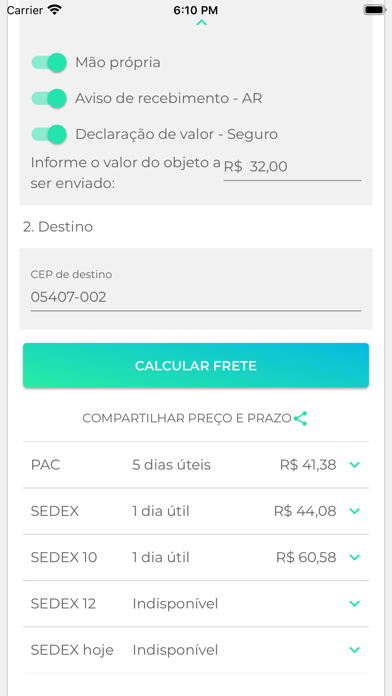 Calcular Frete Correios screenshot 3