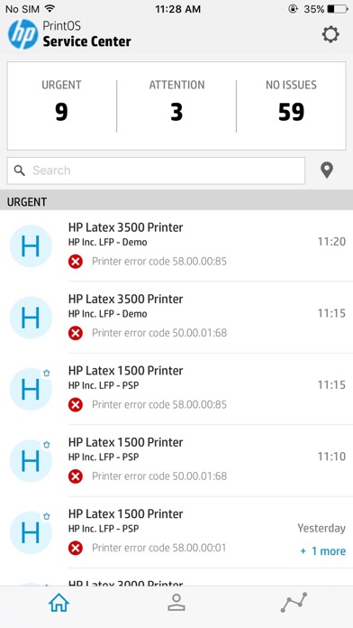 HP PrintOS Service Center Screenshot