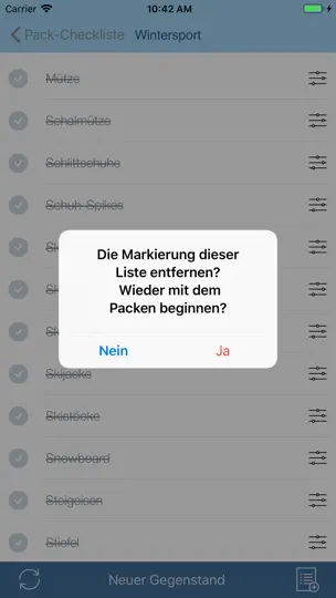Screenshot von Checklisten Für Reisen auf dem iPhone 6