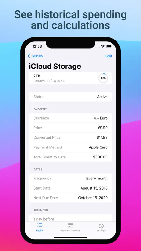 Rebills — Subscription Tracker screenshot 4 of 6