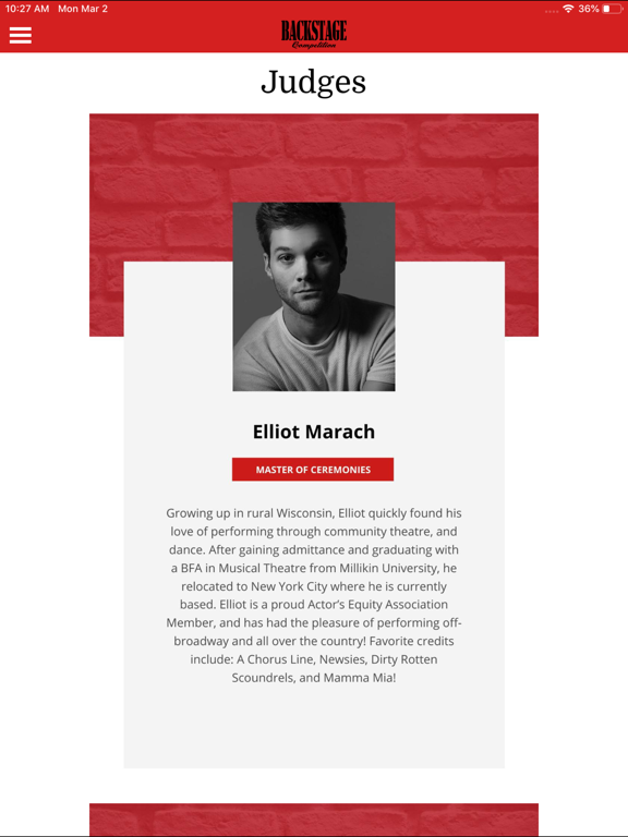 Backstage Competition iPad screenshot 5 - Entertainment app