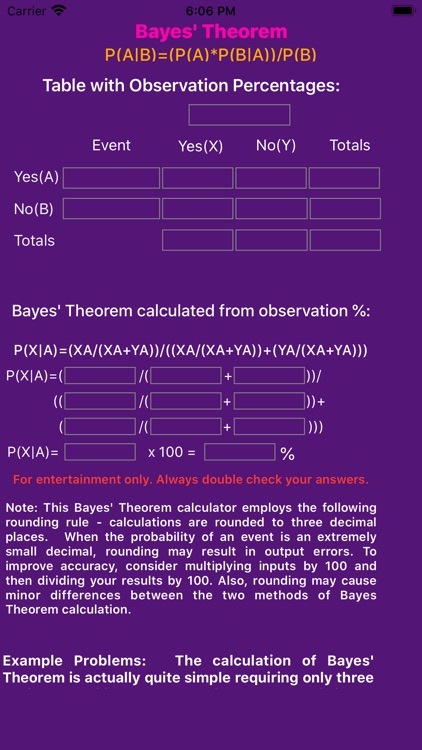 Bayes' Theorem Calculator