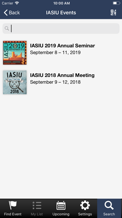 IASIU Events Screenshot