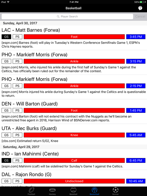 Screenshot #5 pour Who's Hurt - Injury Reports
