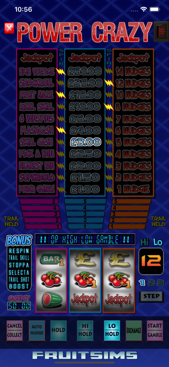 Power Crazy Fruit Machine Game