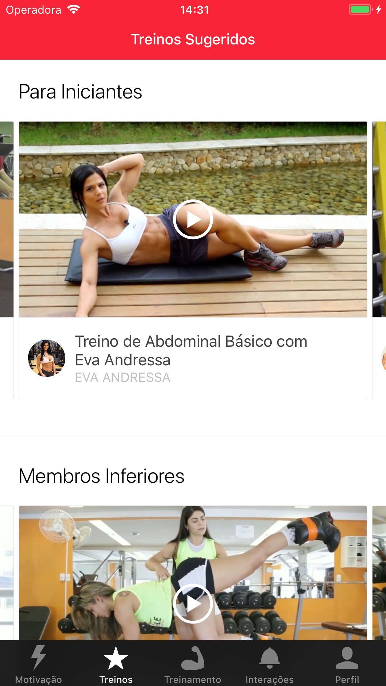 Screenshot do app MyTraining: Treino de Academia