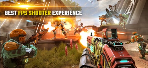 Shadowgun Legends: Online FPS - Experience intense, real-time combat from a dynamic first-person perspective, engaging with a variety of alien adversaries in high-stakes encounters.