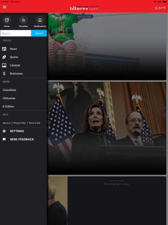 Temple Daily Telegram iPad screenshot 1 - News app