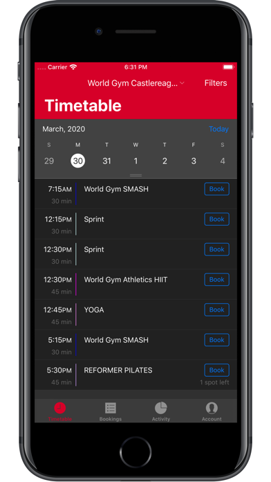 App Store screenshot of the World Gym Australia app