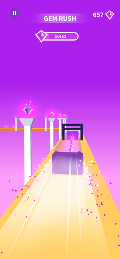 Jelly Shift - Obstacle Course - Experience the thrilling 'Gem Rush' challenge, where users collect numerous diamonds while skillfully navigating through tunnel obstacles.