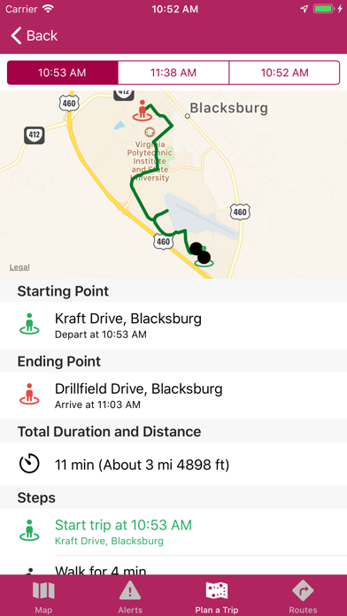 Blacksburg Transit Screenshot