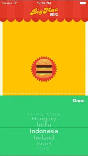 Screenshot von Big Mac Index App auf dem iPhone 3