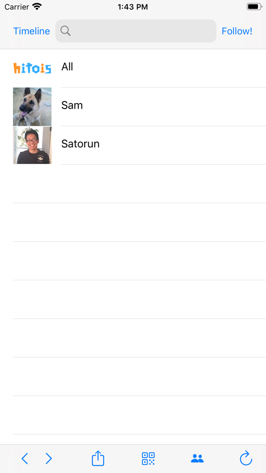 #4. hitois follow (iOS) Podle: Satoru Nakamura