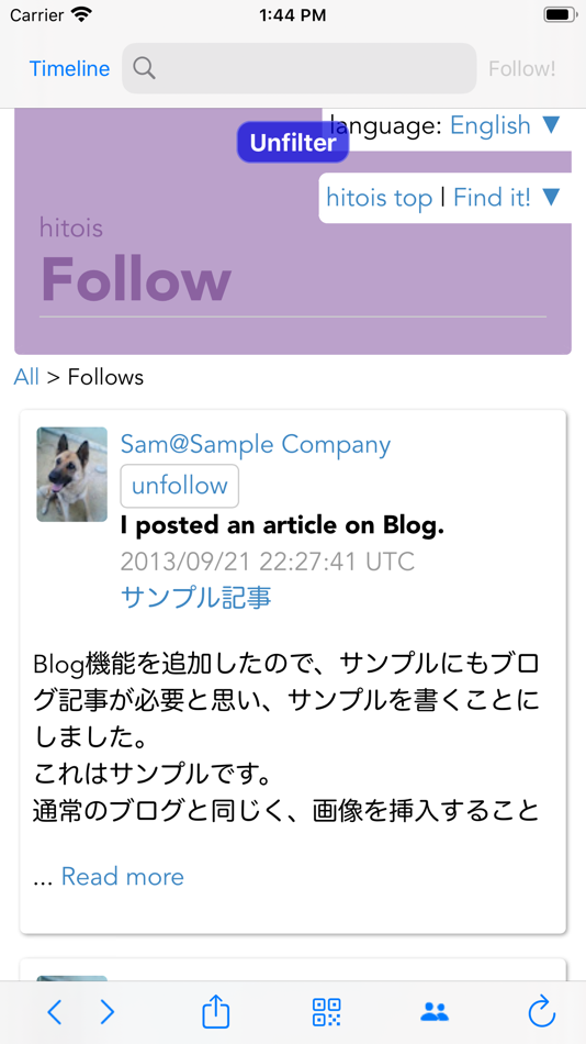 #5. hitois follow (iOS) Podle: Satoru Nakamura