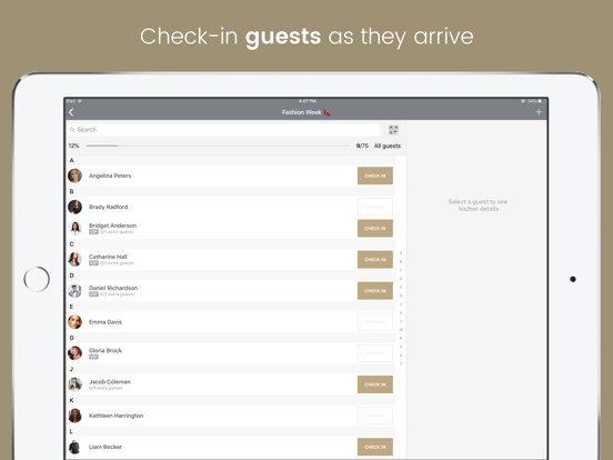 Eventor.app | Guest List iPad screenshot 1 - Business app