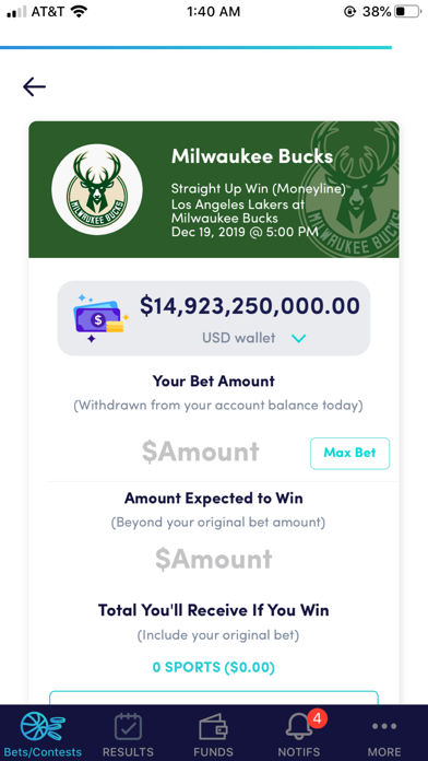 ZenSports Bet US Screenshot