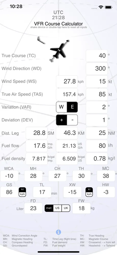 VFR Course Calculator