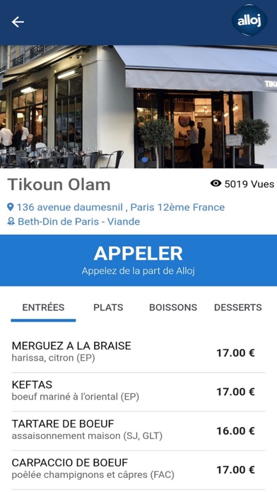 ALLOJ Restaurant voyage cacher Screenshot