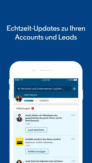 Screenshot von LinkedIn Sales Navigator auf dem iPhone 1