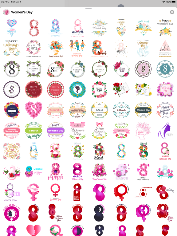 Happy Women's Day Stickers Set iPad screenshot 4 - Stickers app