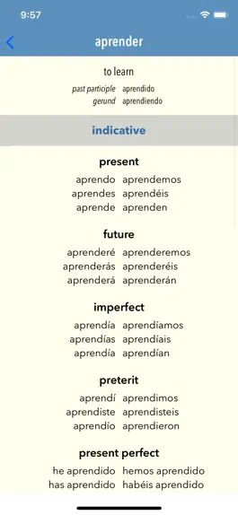 Game screenshot Spanish Verbs apk