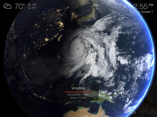 Living Earth - Clock & Weather iPad app afbeelding 2