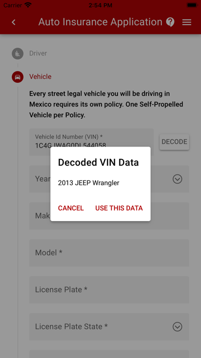 Mexican Auto Insurance Screenshot
