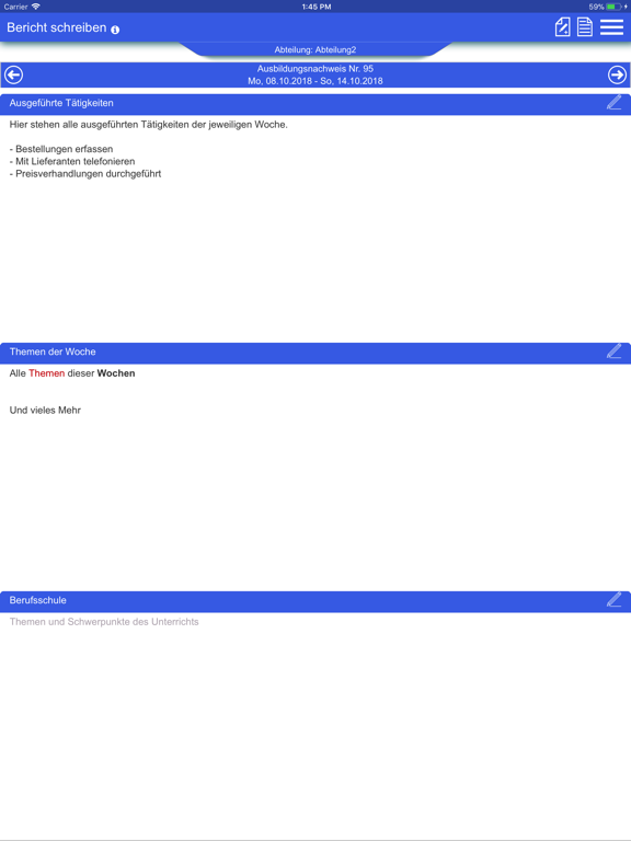 Azubiheft App iPad screenshot 3