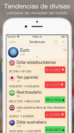 Captura de pantalla de Currency+ (Currency Converter) en iPhone 4