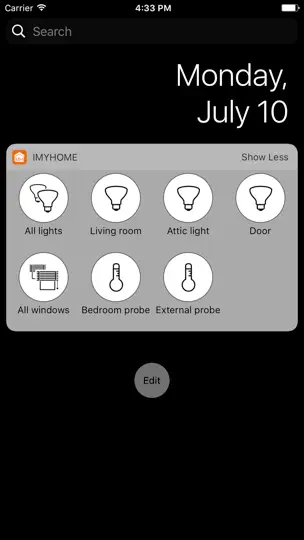 Captura de pantalla de IMyHome en iPhone 5