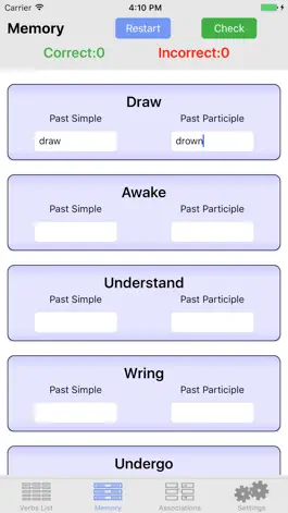 Game screenshot English Irregular Verbs hack